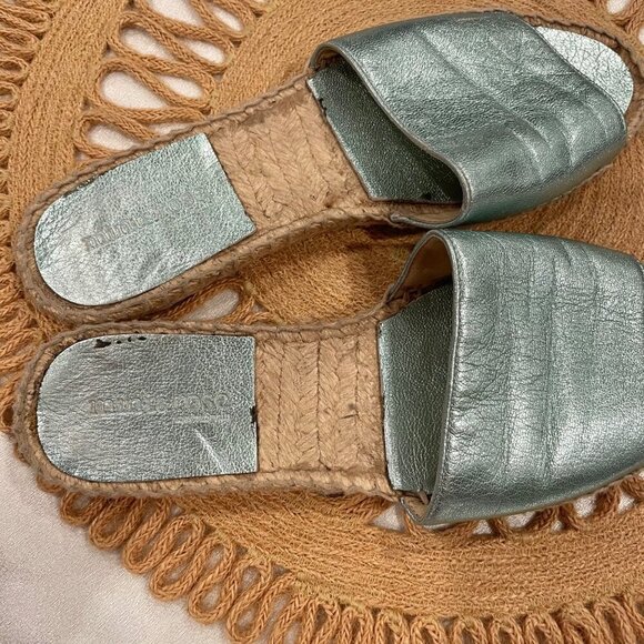 Anthropologie Mint + Rose Blue Metallic Slide Sandals EU 38 - Picture 7 of 9